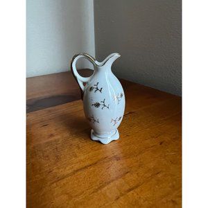 WORLD GIFT Vintage Mini Vase Floral Ceramic Decor Japan 3" Tall Gold Trim Unique